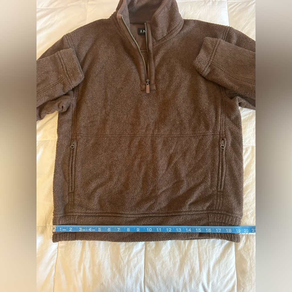 J. Peterman Brown Fleece 1/4 Zip  Pockets Men’s Size Small - Picture 11 of 11
